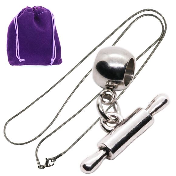 Rolling Pin Necklace with Stainless Steel Snake Chain, Baking Supplies Fashion - Picture 1 of 7